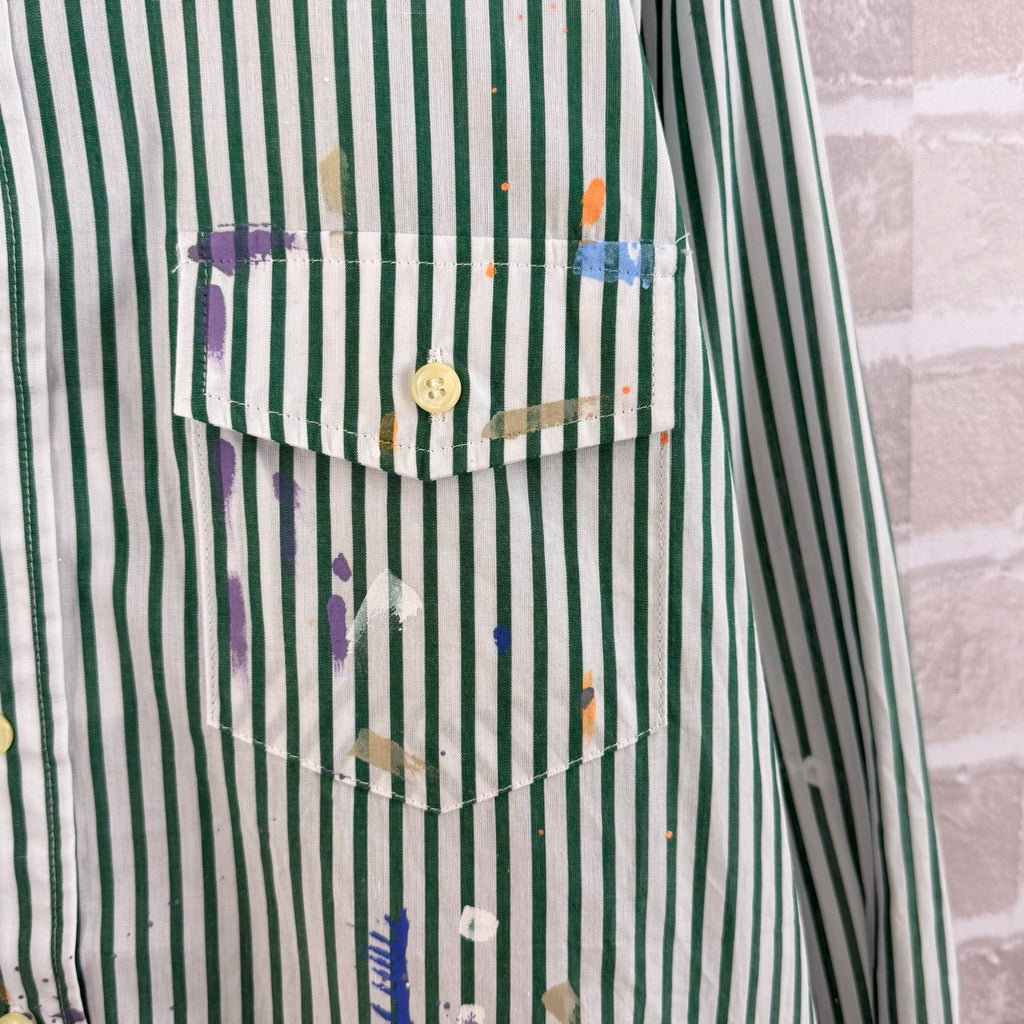 Ralph Lauren Men's Paint‑Splatter Striped Long‑Sleeve Button‑Down Shirt