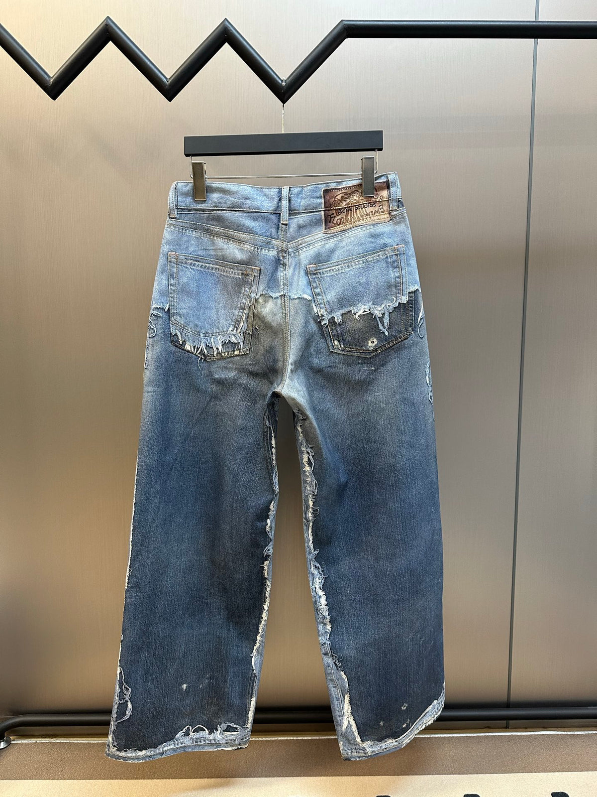 Acne Studios Heavy Distressed Frayed Edge Wide‑Leg Jeans