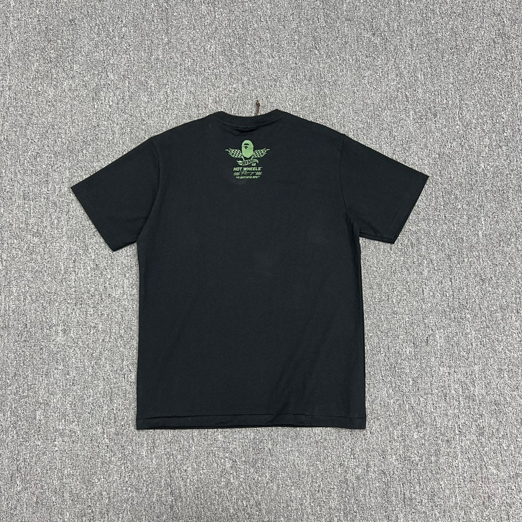 BAPE × Hot Wheels Collab Ape Head Sticker-Fill Badge Print Tee Oversized Unisex T-Shirt