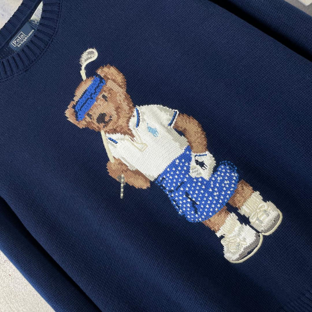 Ralph Lauren Men's Golf Polo Bear Crew‑Neck Knit Sweater