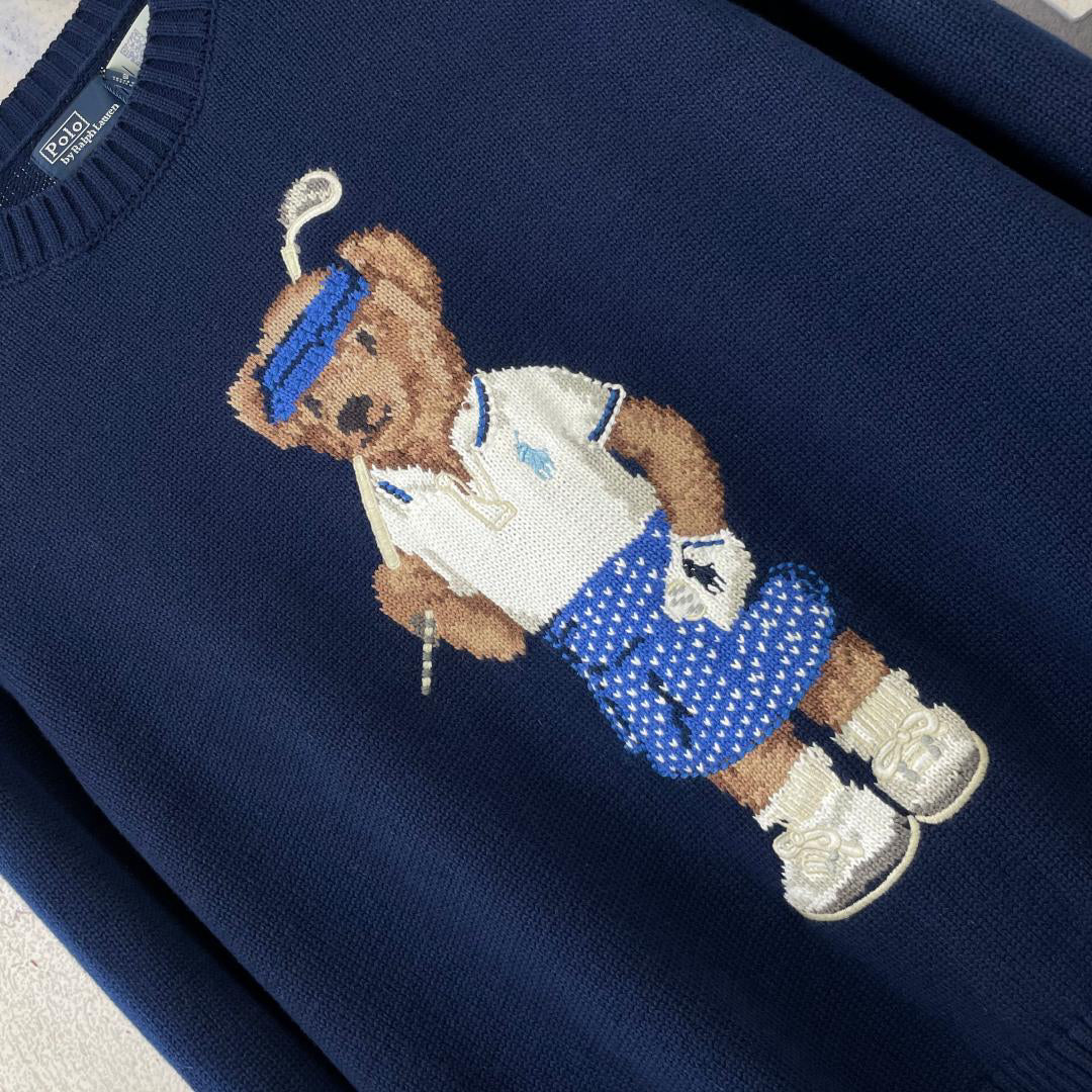 Ralph Lauren Men's Golf Polo Bear Crew‑Neck Knit Sweater
