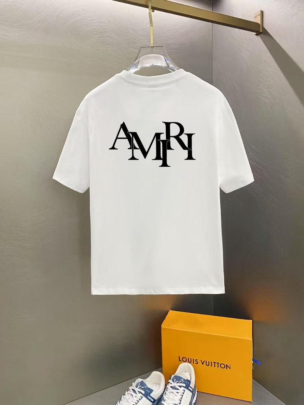 Amiri Interlocking Monogram Chest Graphic Crew‑Neck Short‑Sleeve T‑Shirt