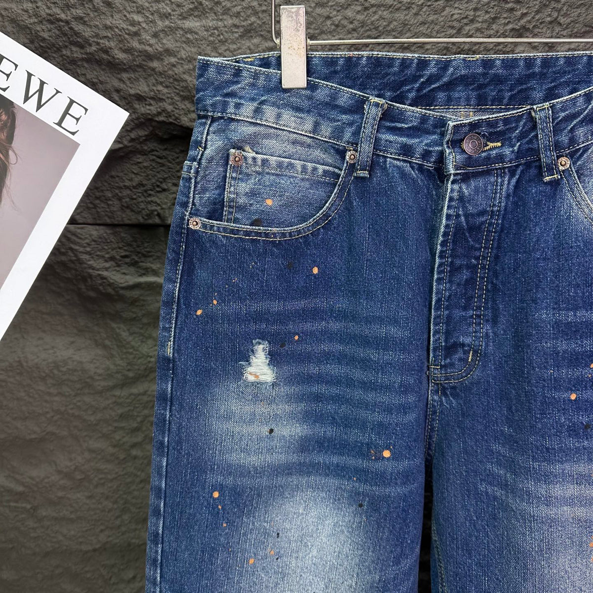 Acne Studios Paint‑Splatter Distressed Straight‑Leg Jeans