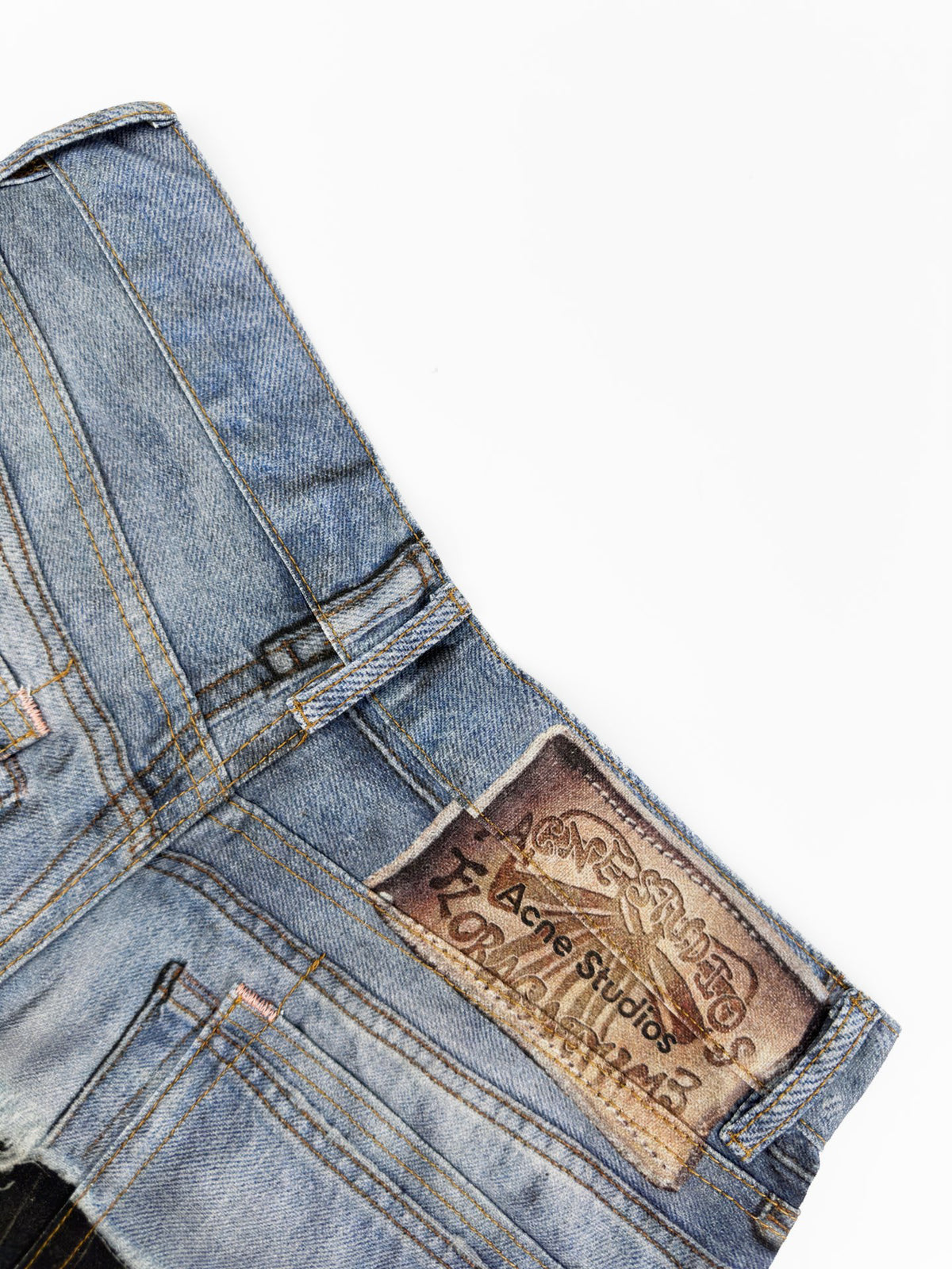 Acne Studios Patchwork Distressed Wide‑Leg Denim Trousers