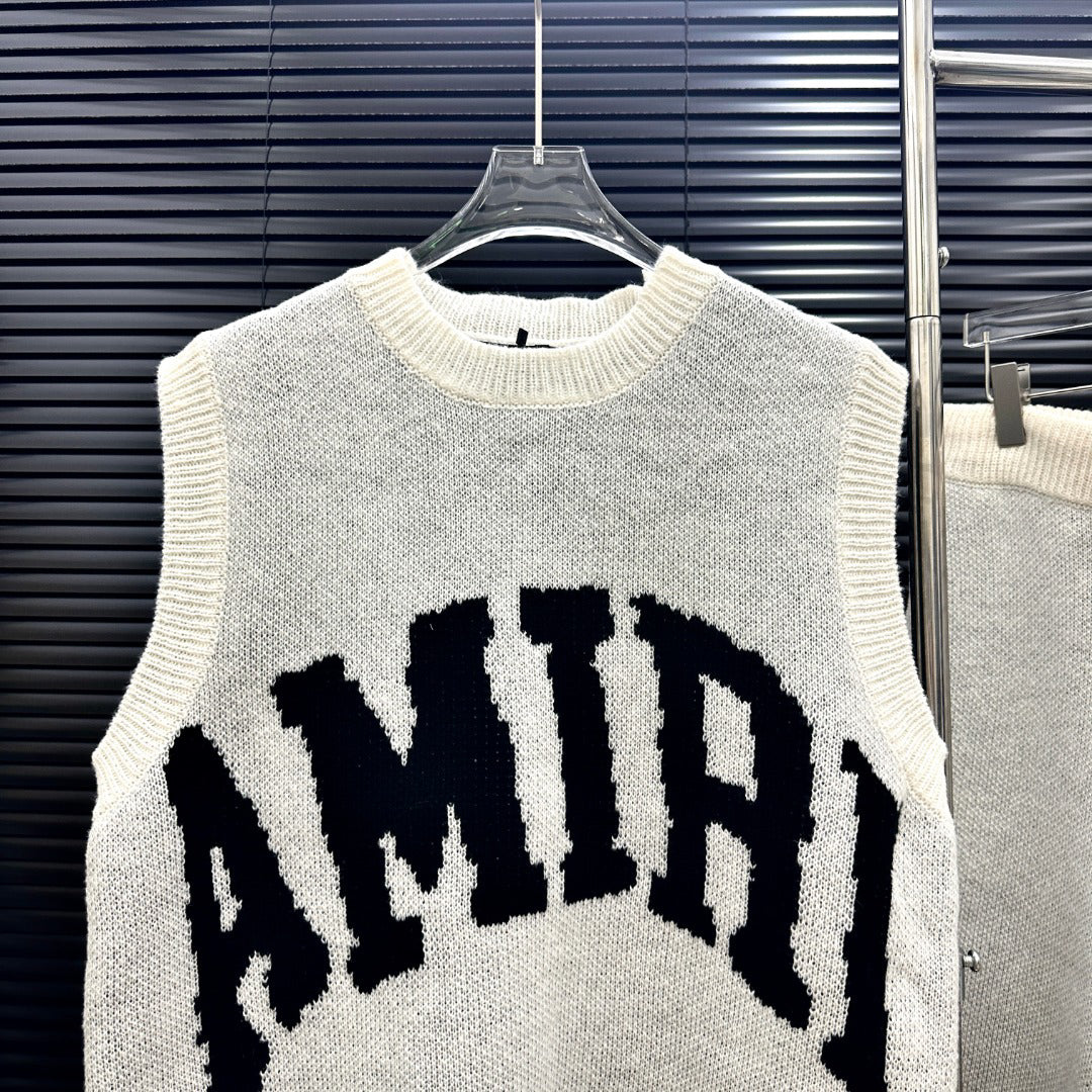 AMIRI Collegiate Logo Knit Vest & Drawstring Shorts Two‑Piece Set