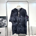 Stone Island Garment-Washed Cloud Pattern Oversized Cotton Tee with Compass Badge