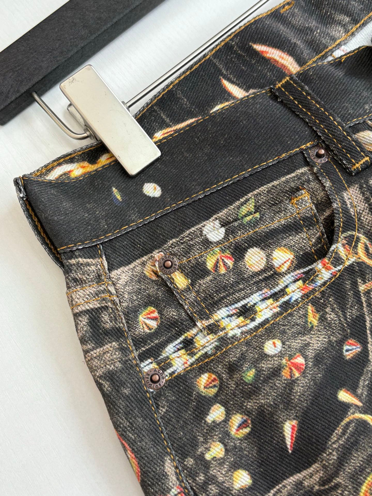 Acne Studios Chain‑Print Wide‑Leg Vintage‑Wash Denim Jeans