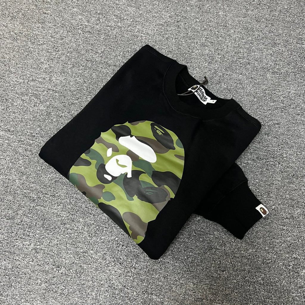 BAPE ABC Camo Ape Head "By Bathing Ape" Crewneck Sweatshirt - Gray / Black