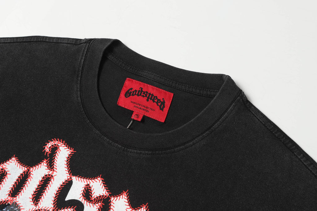 Godspeed Skeleton Baseball Batter Graphic T‑Shirt