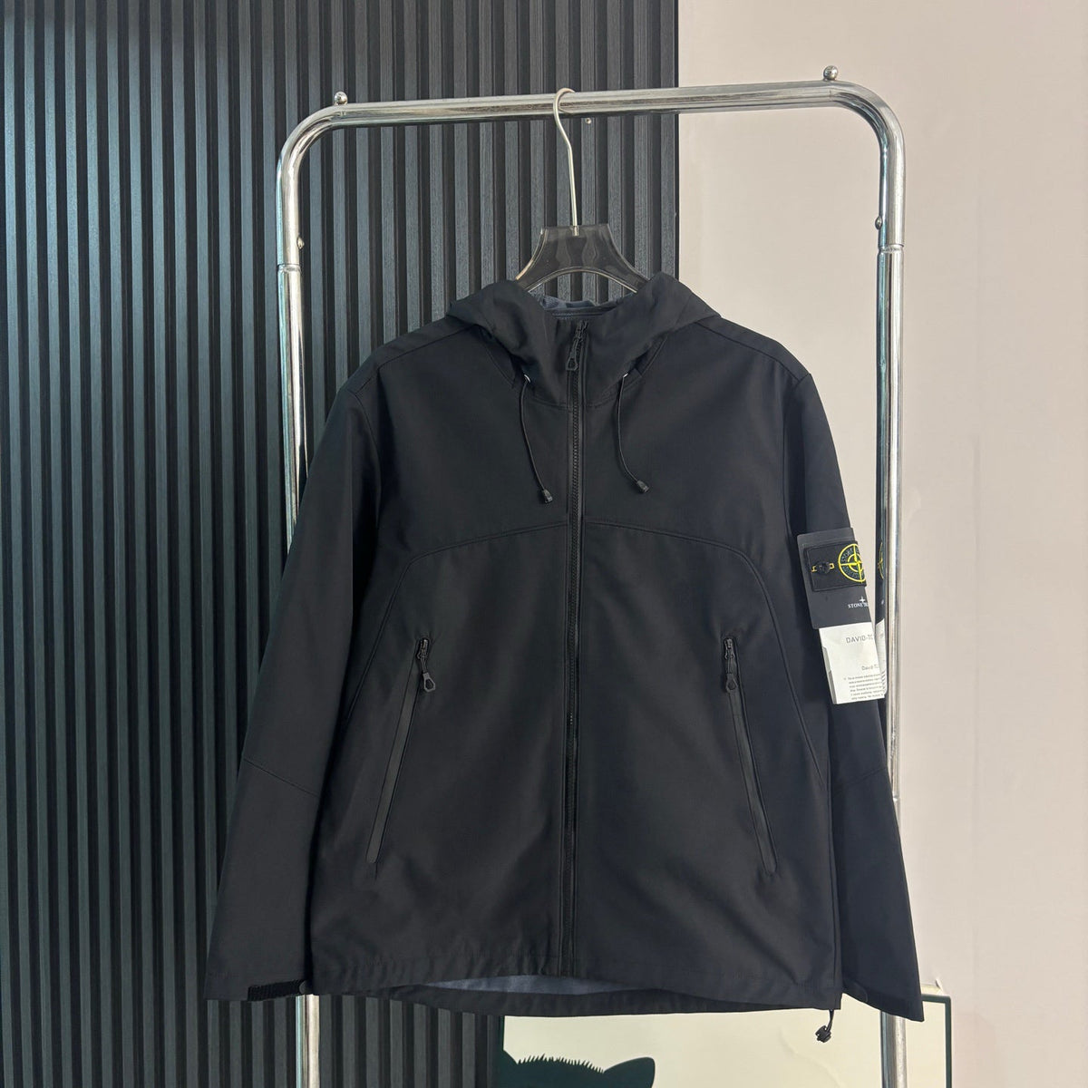 Stone Island Two-Tone Colour-Block Softshell Hooded Jacket with Compass Badge