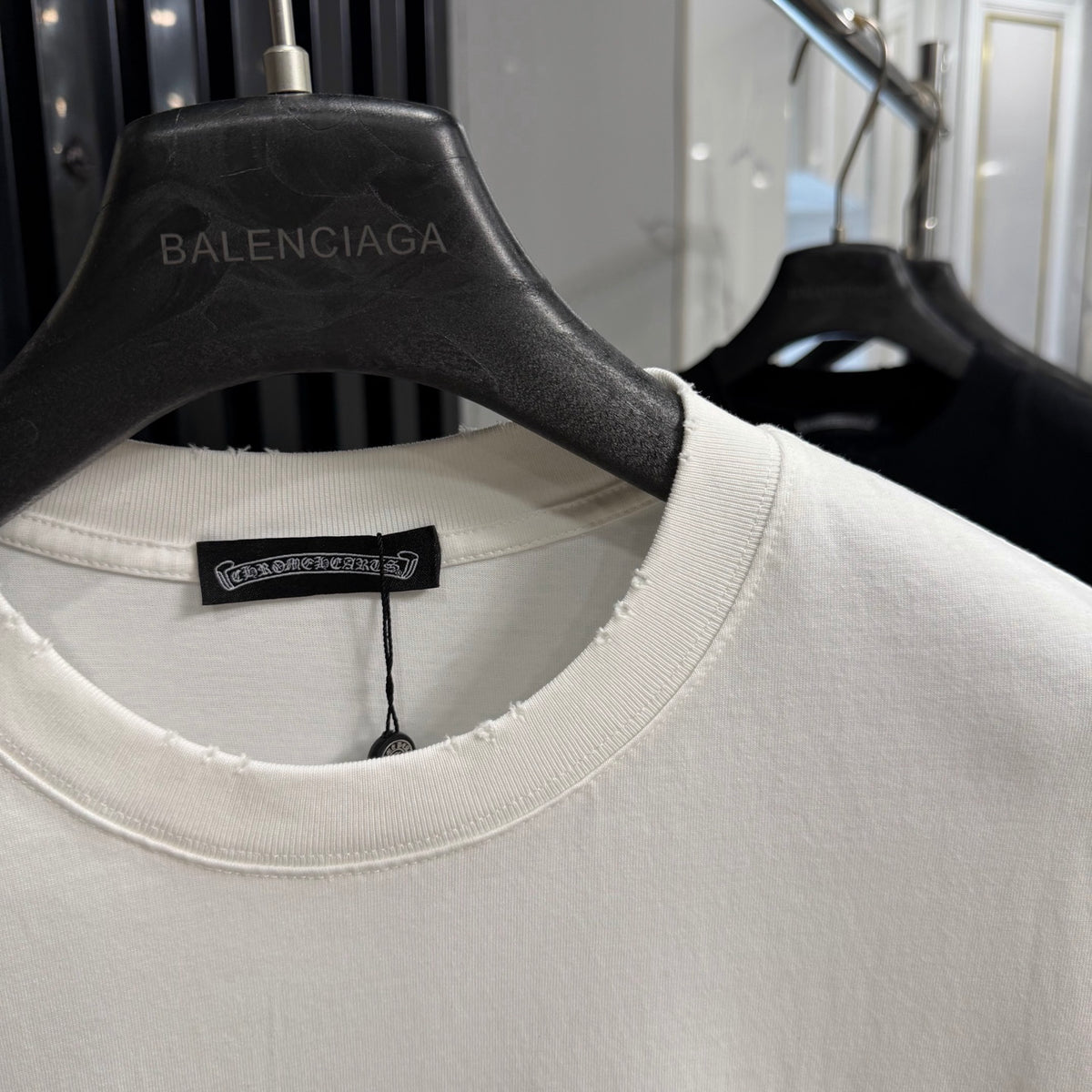Chrome Hearts Gradient‑Script Distressed‑Trim Oversized Crew‑Neck T‑Shirt