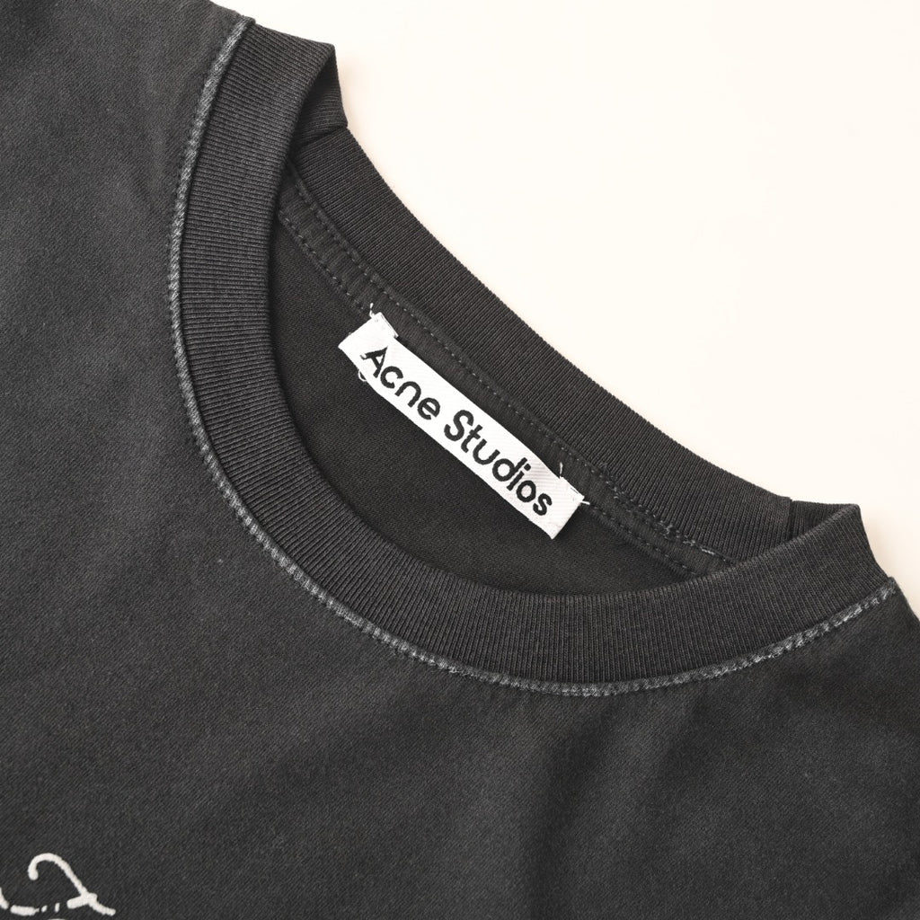 Acne Studios Vintage Script‑Print Oversized Crew‑Neck T‑Shirt