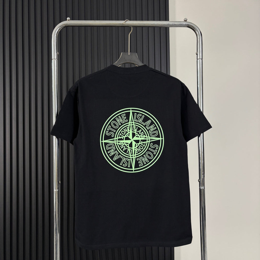 Stone Island Centre Chest Puff Print Compass Logo Oversized Cotton Tee