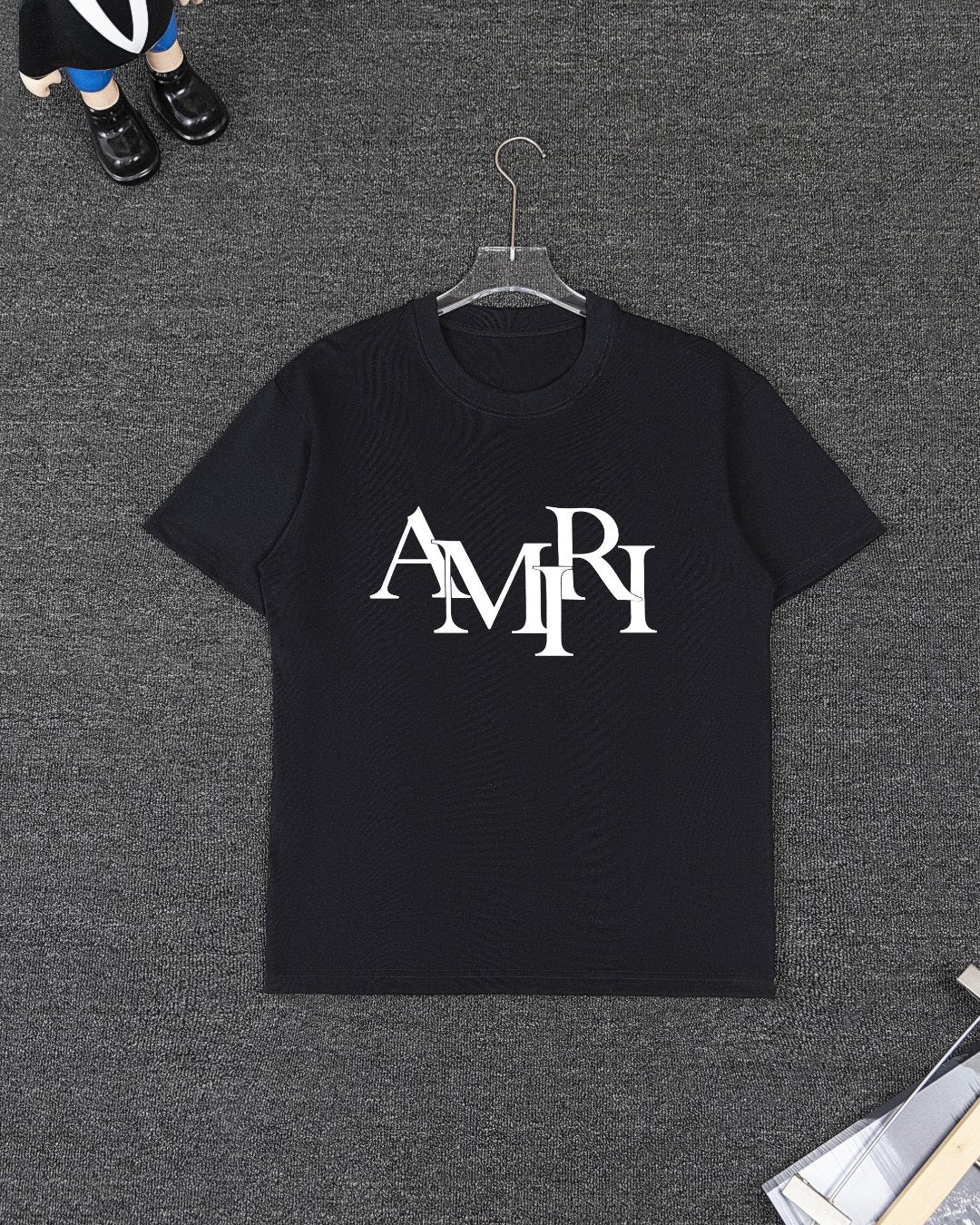 Amiri Overlapped Logo Short‑Sleeve T‑Shirt & Drawstring Shorts Two‑Piece Set