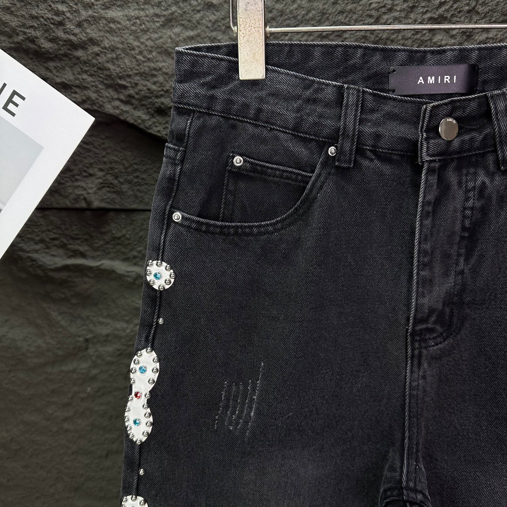 AMIRI Rhinestone‑Embellished Flared Denim Jeans