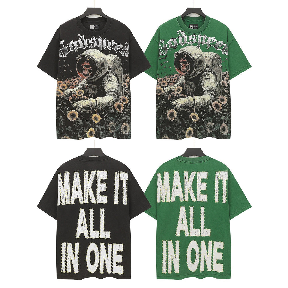 Godspeed Astronaut Sunflower "Make It All In One" Vintage Short‑Sleeve Tee