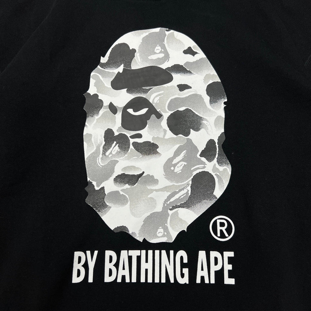 BAPE 11th Anniversary Ink Wash Camo Ape Head "By Bathing Ape" Crewneck Sweatshirt - Gray / Black