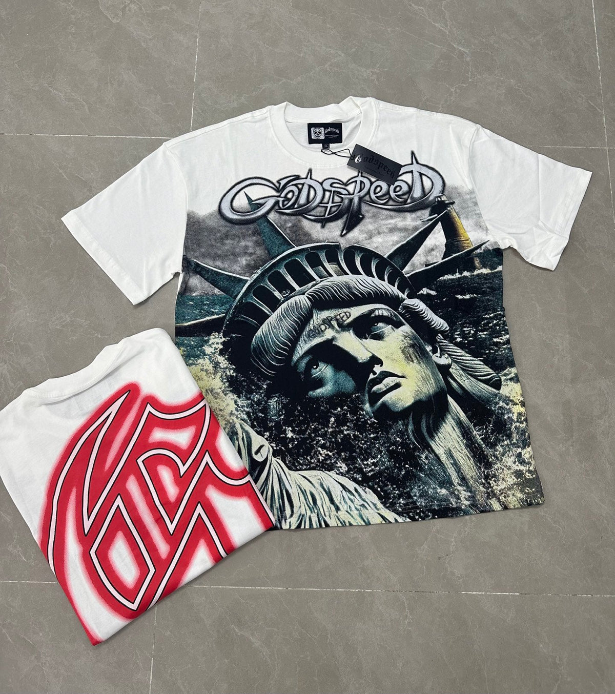 Godspeed Liberty Rising Waves Graphic Tee