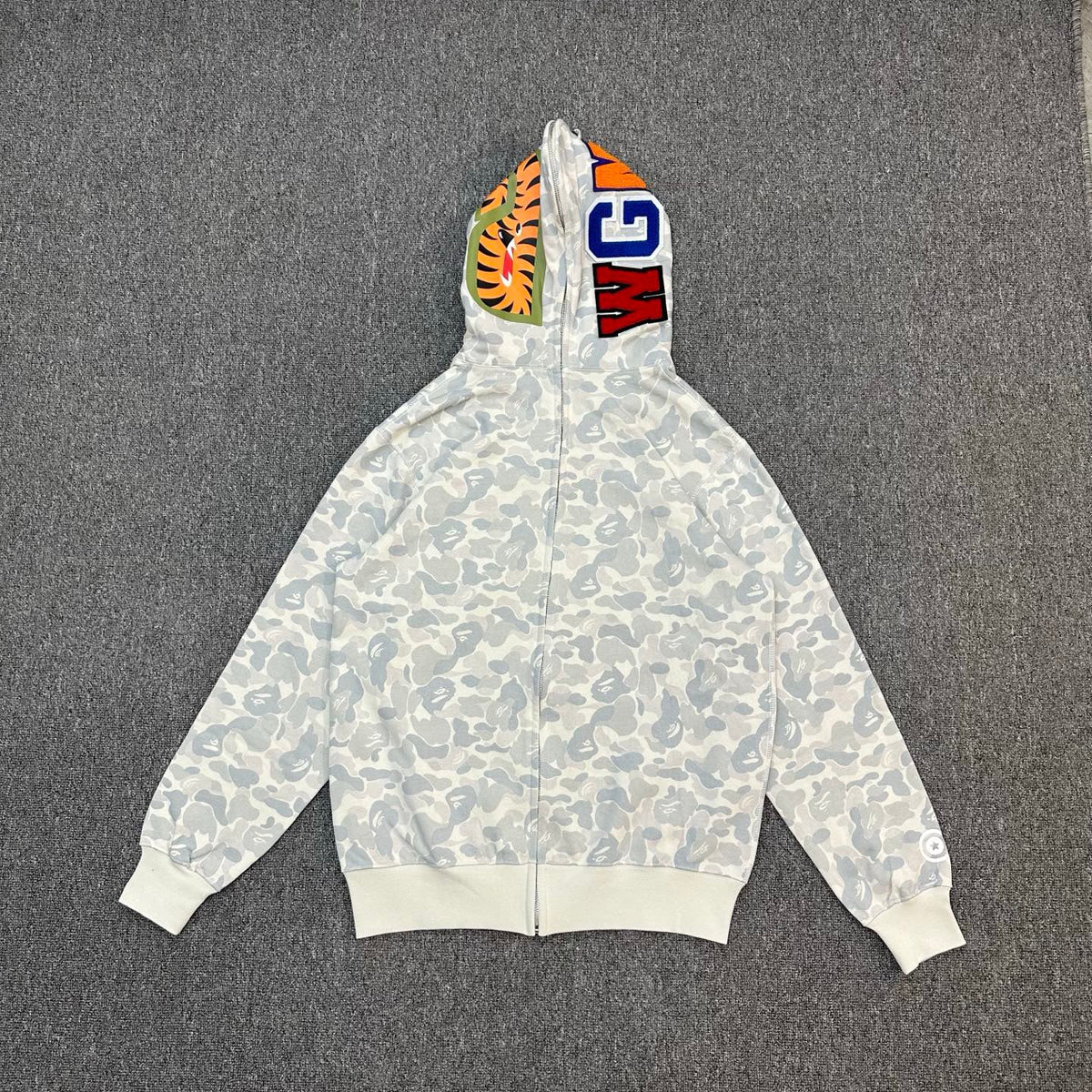 BAPE FW24 Ice Grey ABC Camo Shark Full-Zip Hoodie - Harajuku PACK Limited