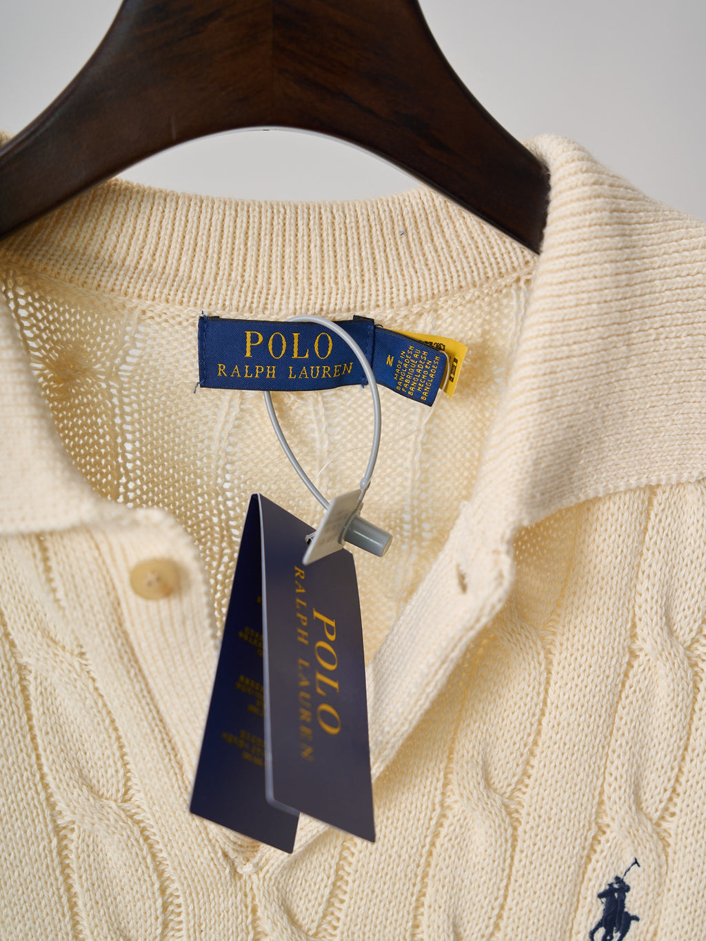 Ralph Lauren Men's Cable‑Knit Short‑Sleeve Polo Shirt, Navy Pony Embroidery