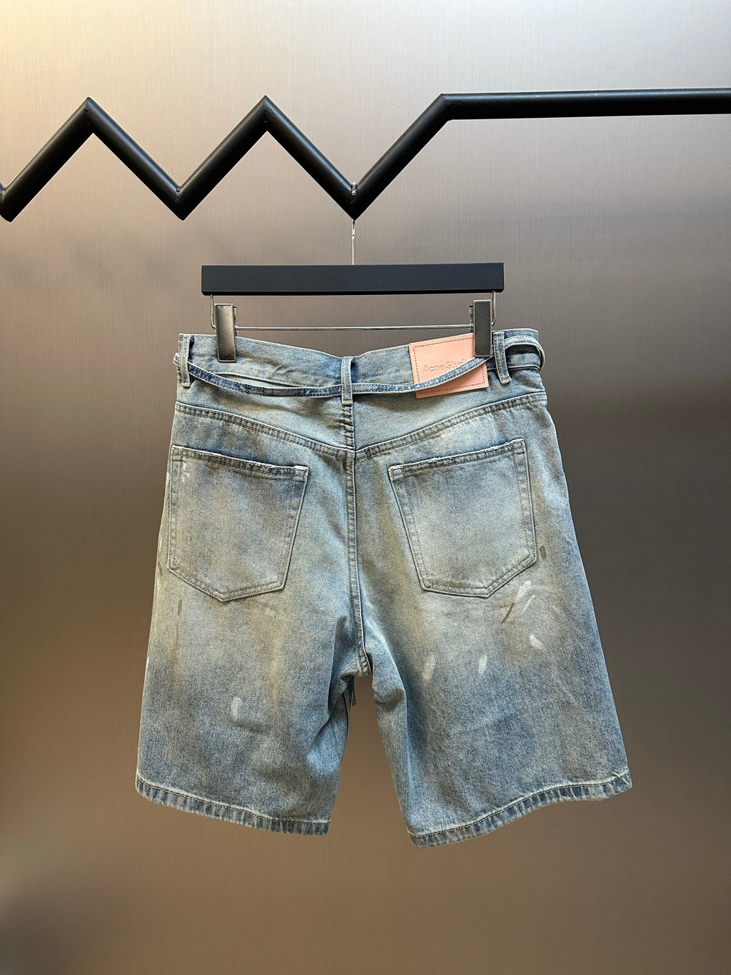 Acne Studios Paint‑Splatter Vintage Washed Denim Shorts