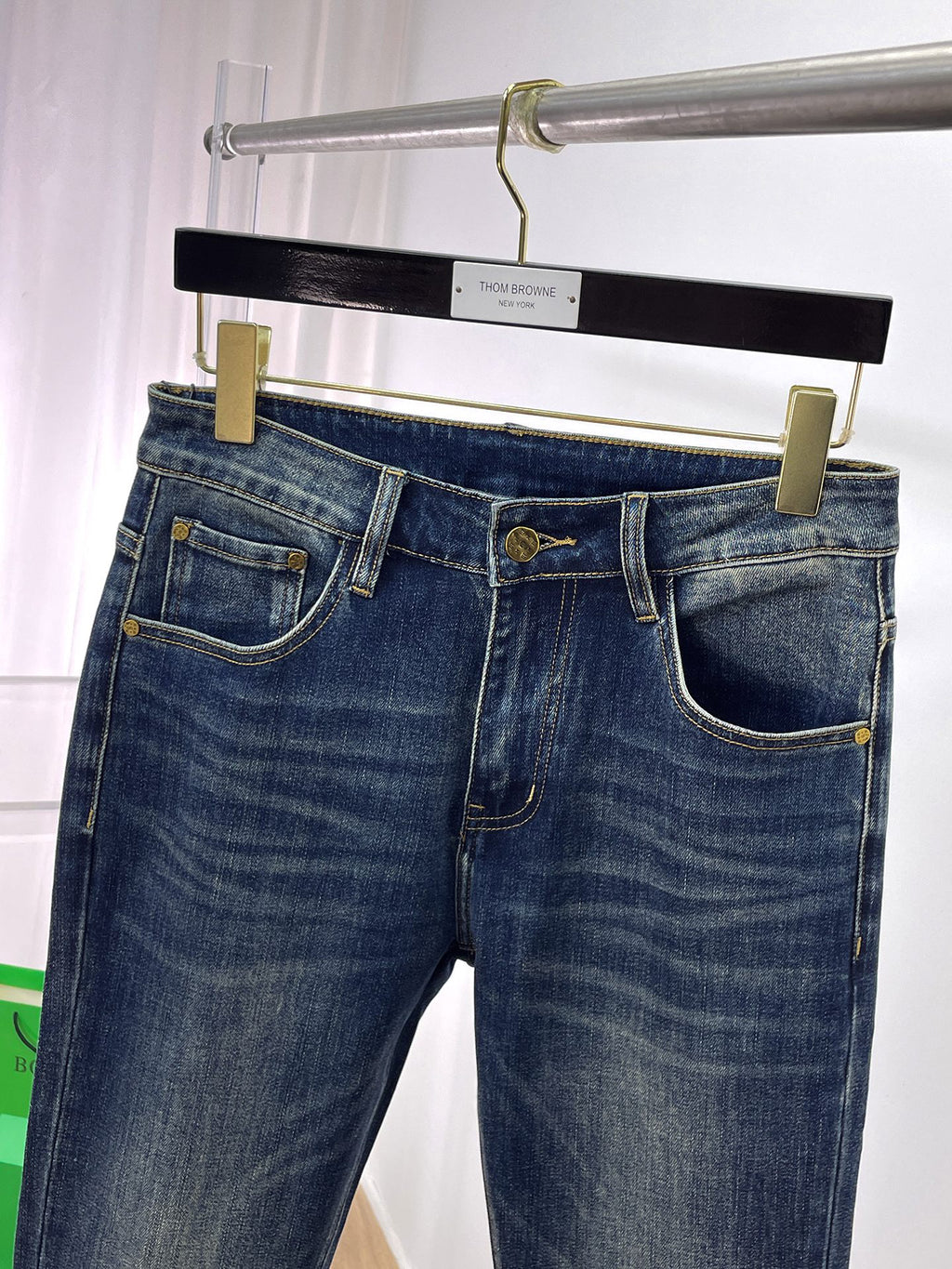 Ralph Lauren Men's Vintage Washed Slim Straight Denim Jeans With Gold‑Tone Hardware