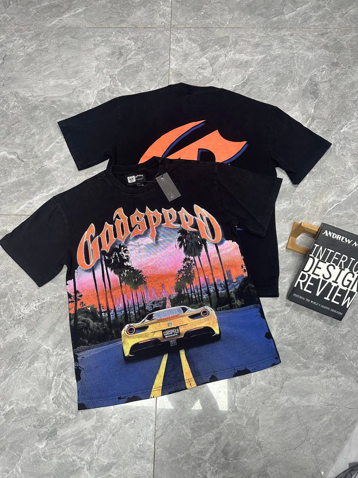 Godspeed Sunset LA Ferrari Highway Vintage Graphic Tee
