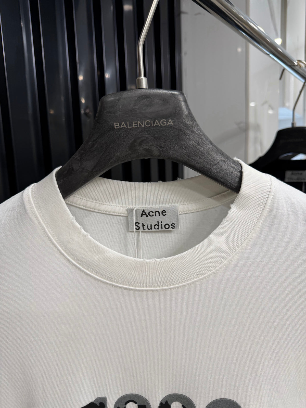 Acne Studios Stockholm 1996 Stacked‑Text Distressed‑Hem Oversized Crew‑Neck T‑Shirt