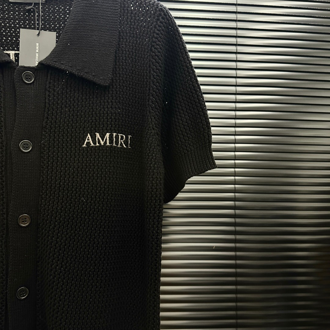 AMIRI Minimal Logo Short‑Sleeve Knit Cardigan