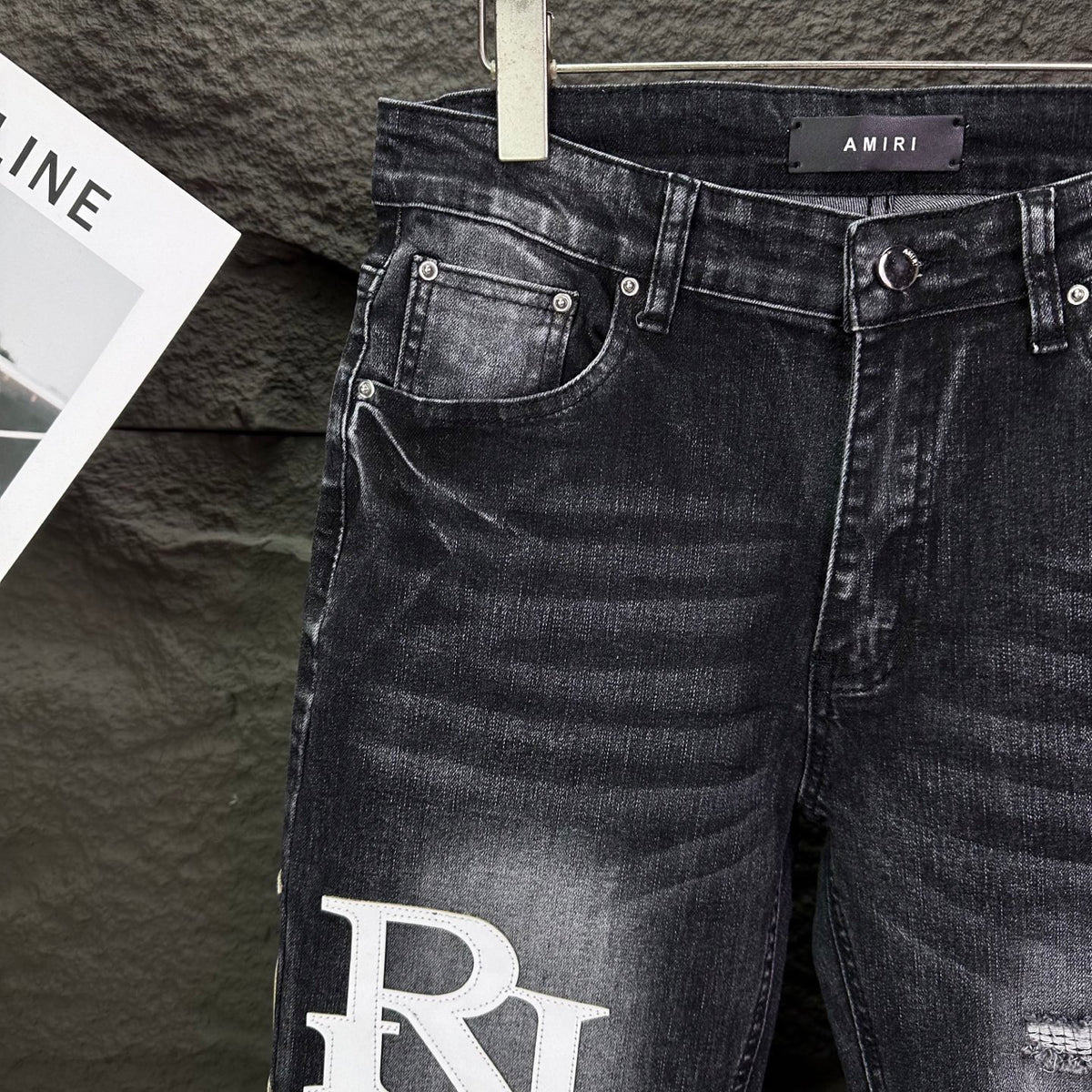 AMIRI Logo‑Print Multi‑Rip Distressed Slim‑Fit Denim Jeans