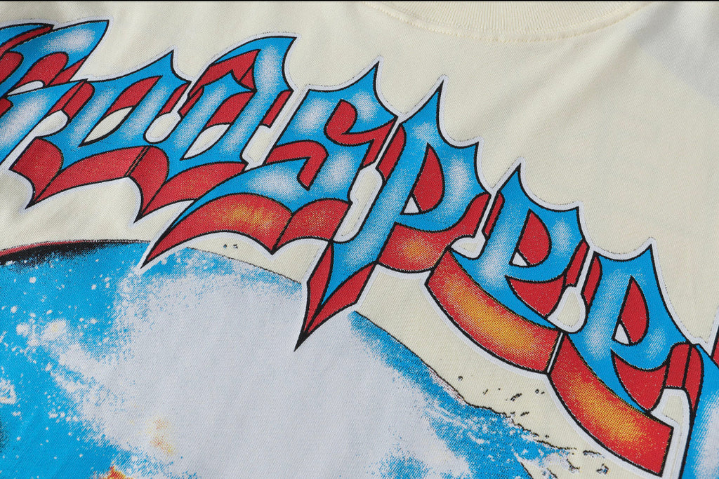 Godspeed Exploding Eye Skull Graphic T‑Shirt (Cream)