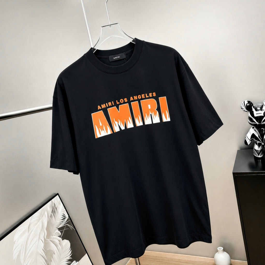 AMIRI Los Angeles Flame Logo Graphic Short‑Sleeve Tee
