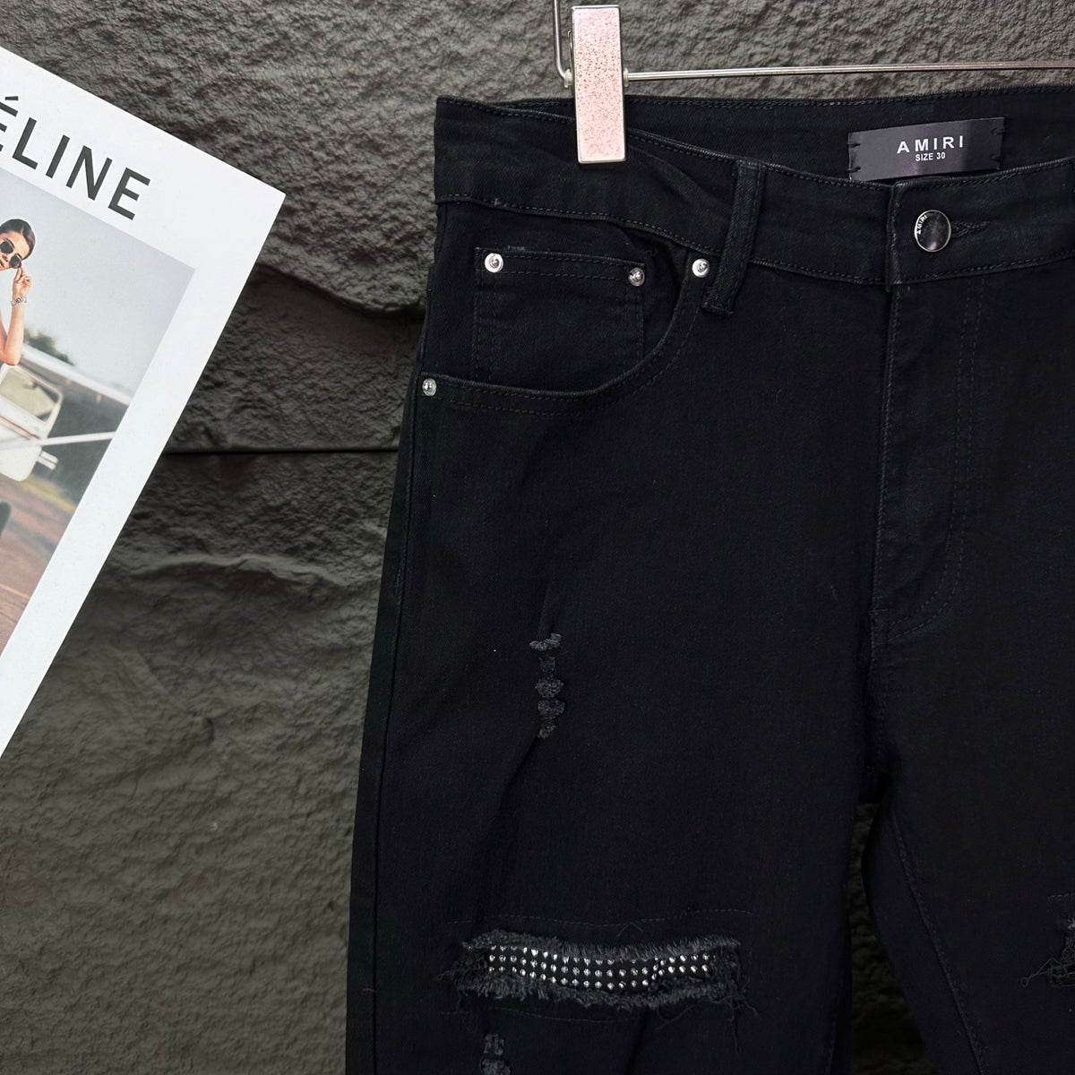 AMIRI Mesh‑Lined Multi‑Rip Distressed Slim‑Fit Denim Jeans