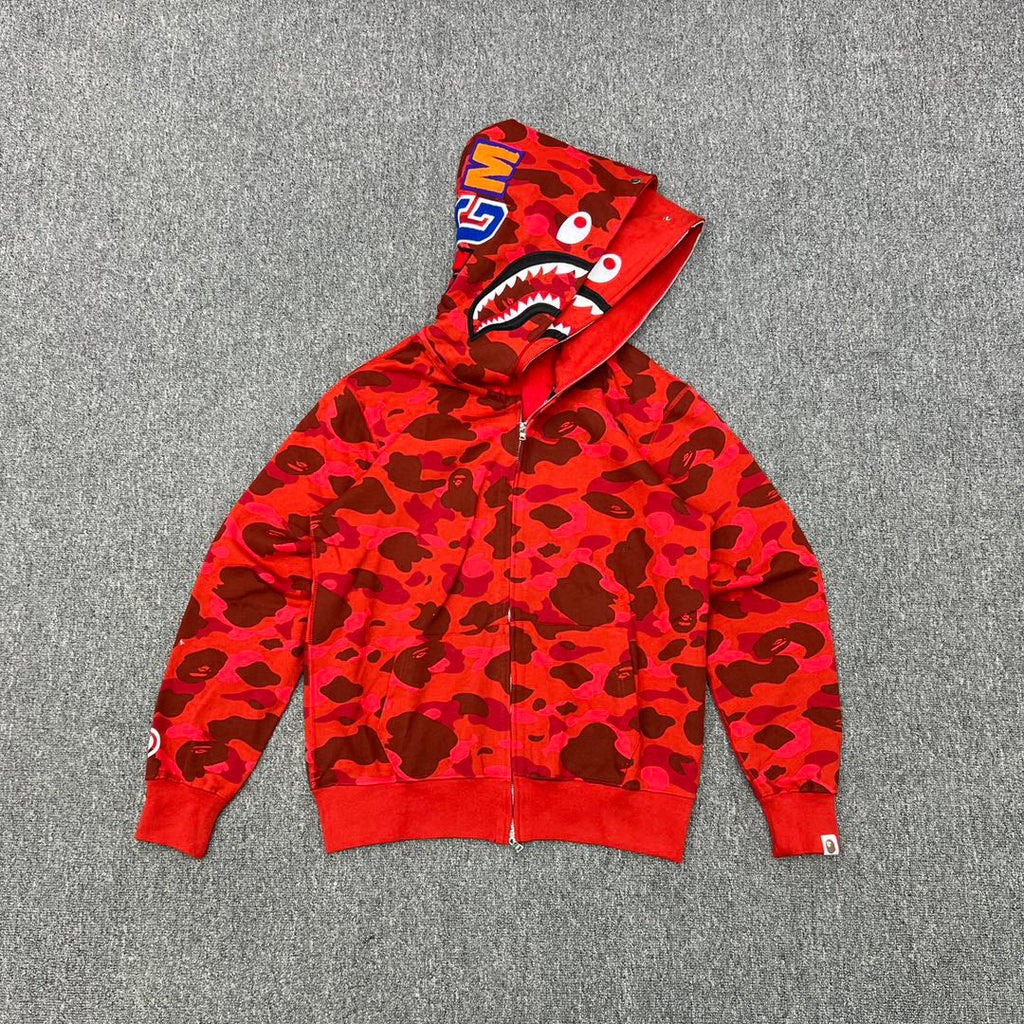 BAPE Shark Full-Zip Double Hood Camo Hoodie