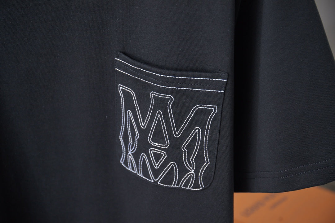 AMIRI MA Monogram Pocket Crew‑Neck Short‑Sleeve T‑Shirt
