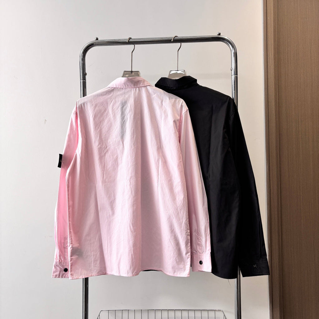Stone Island Technical Cotton Overshirt with Snap Buttons and Compass Badge