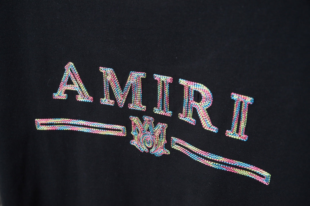 AMIRI Multicolor Collegiate Logo Short‑Sleeve T‑Shirt