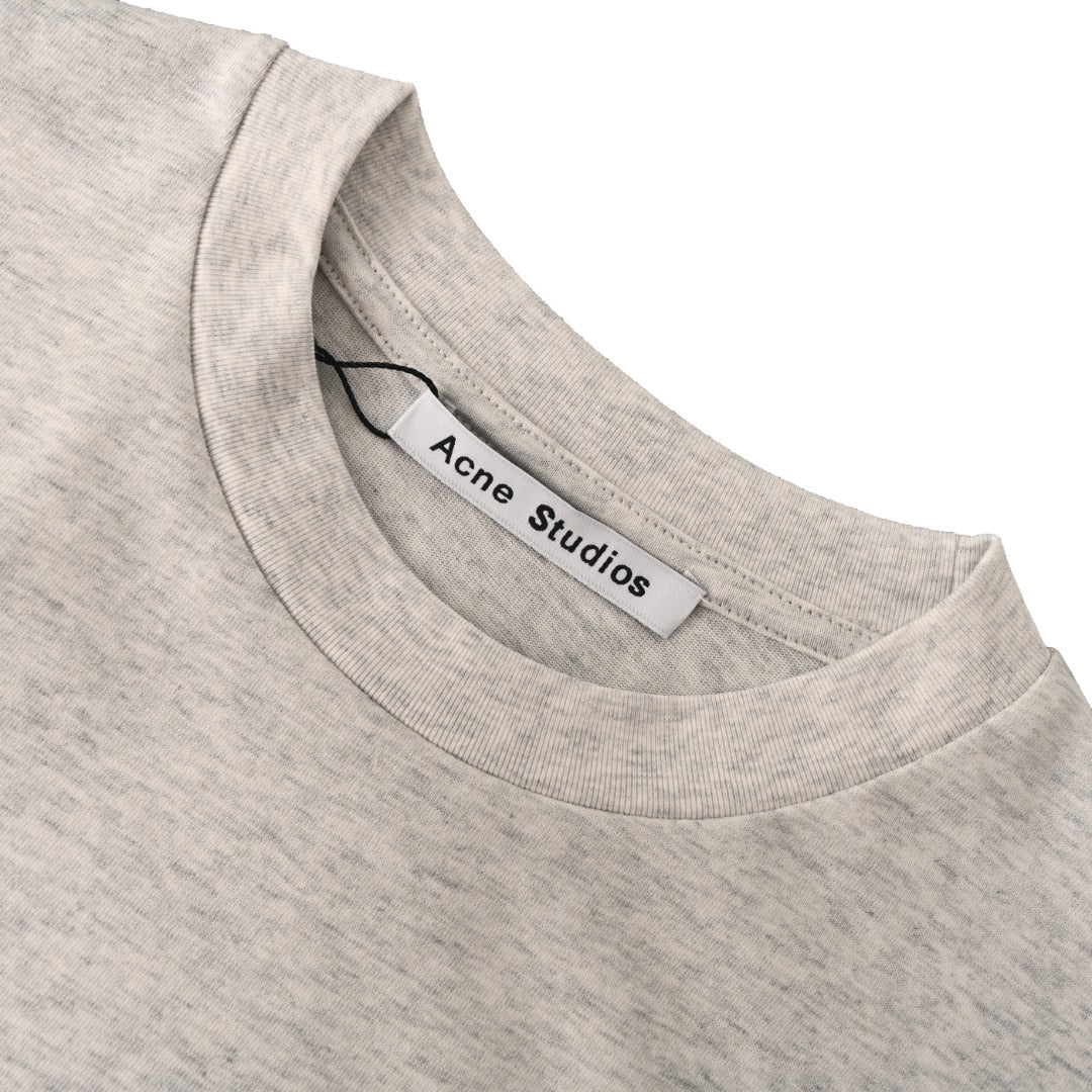 Acne Studios Bow‑Graphic Heather‑Grey Oversized Crew‑Neck T‑Shirt
