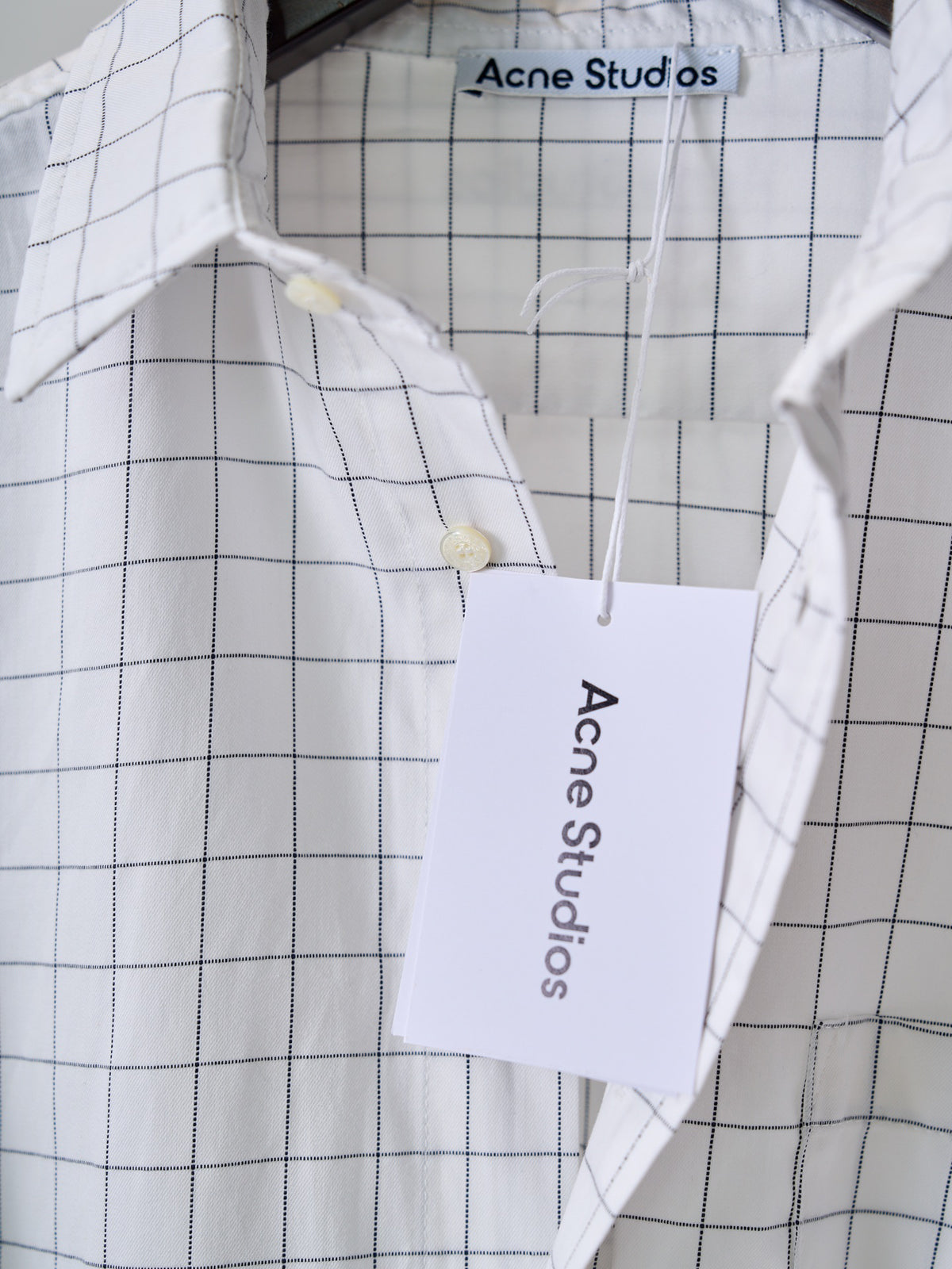 Acne Studios Grid‑Print Oversized Long‑Sleeve Shirt
