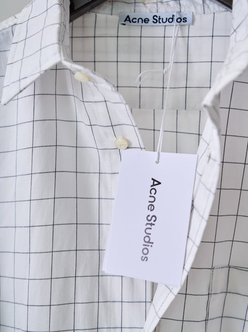 Acne Studios Grid‑Print Oversized Long‑Sleeve Shirt