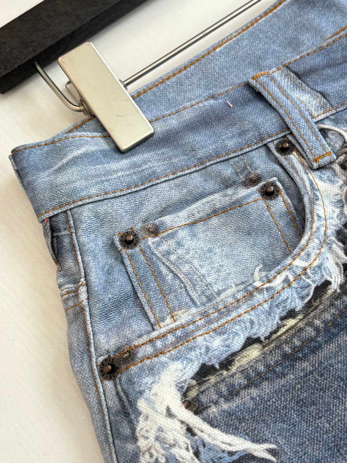 Acne Studios Heavily Distressed Denim Jort Shorts