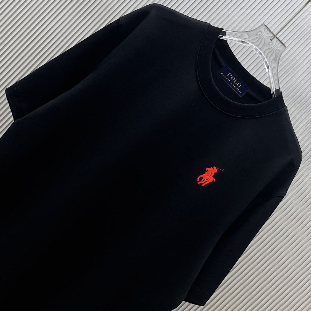 Men's Crew‑Neck Short‑Sleeve T‑Shirt with Red Pony Embroidery