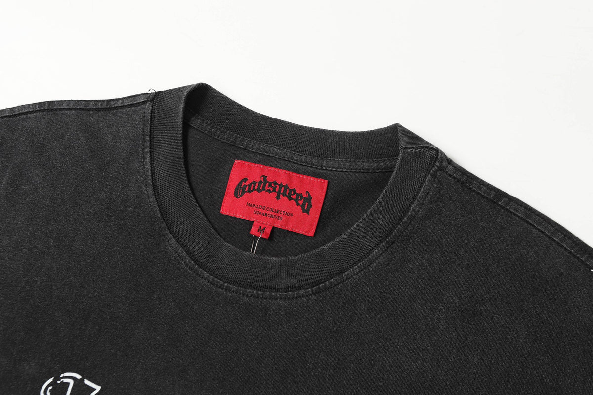 Godspeed Motorcycle Rider Skeleton Short‑Sleeve T‑Shirt (Black)