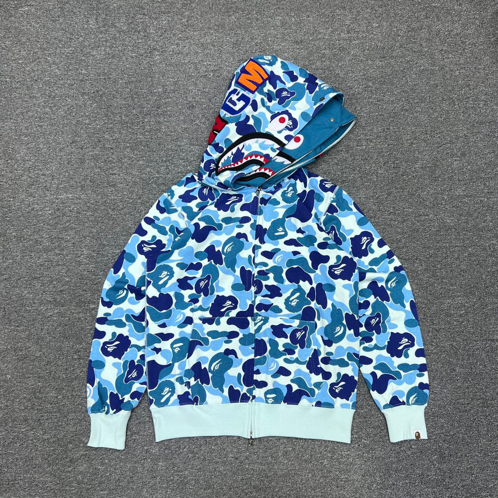 BAPE ABC Macro Camo Shark Full-Zip Double Hood Hoodie