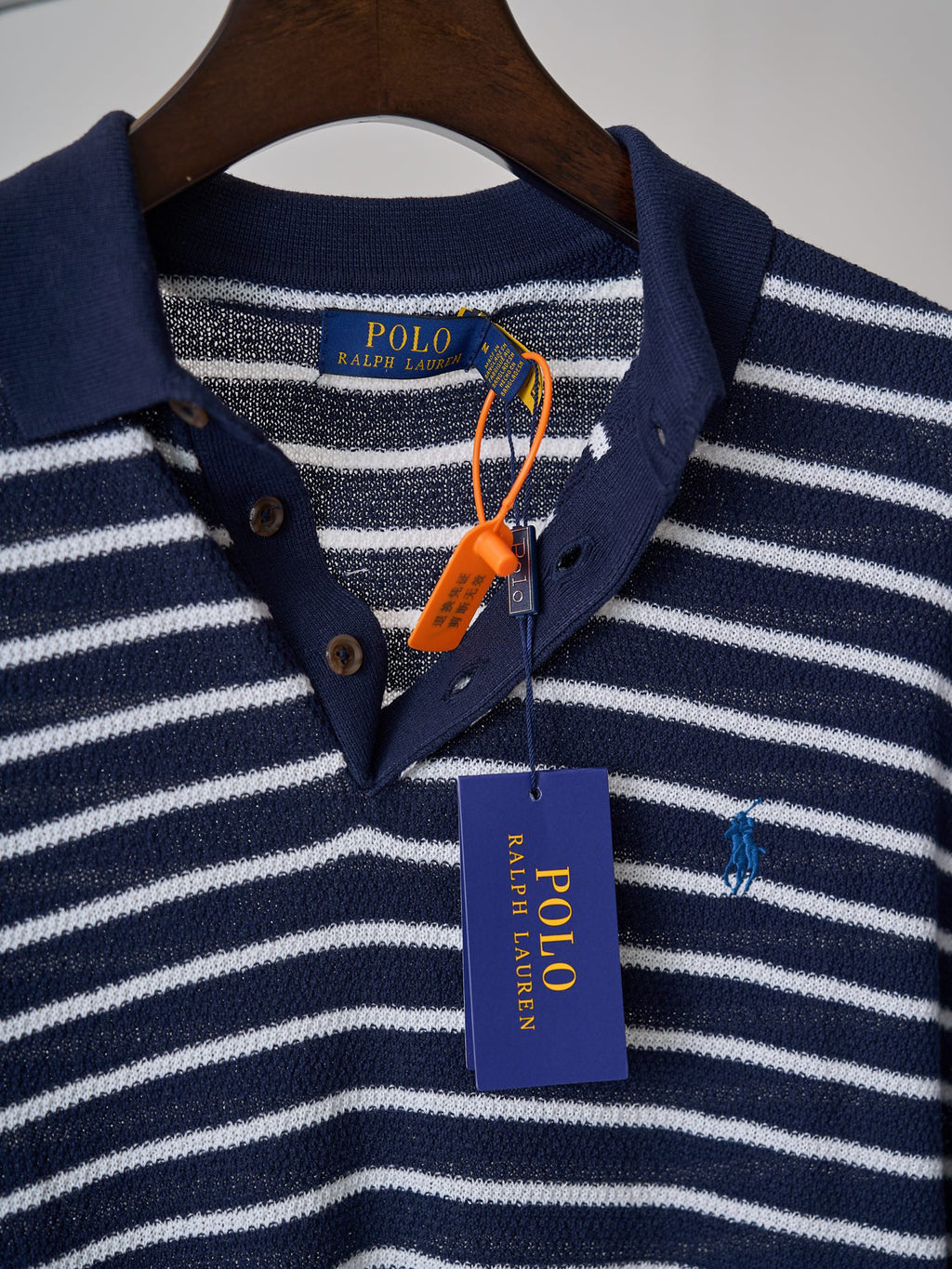 Polo Ralph Lauren Men's Striped Knit Short‑Sleeve Polo Shirt, Blue Pony Embroidery