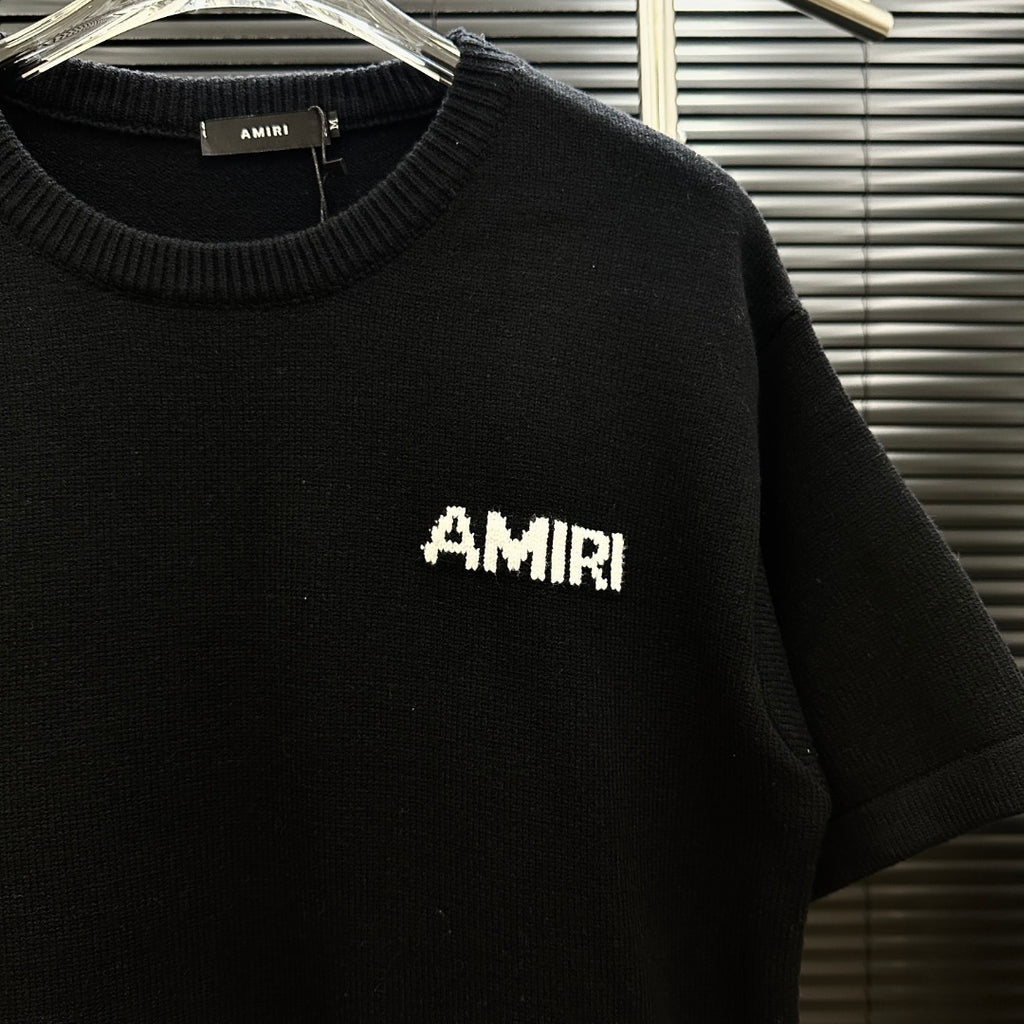 AMIRI Pixel‑Logo Short‑Sleeve Knit T‑Shirt