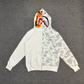BAPE FW25 City Camo Glow-in-the-Dark Shark Full-Zip Hoodie - White / Black