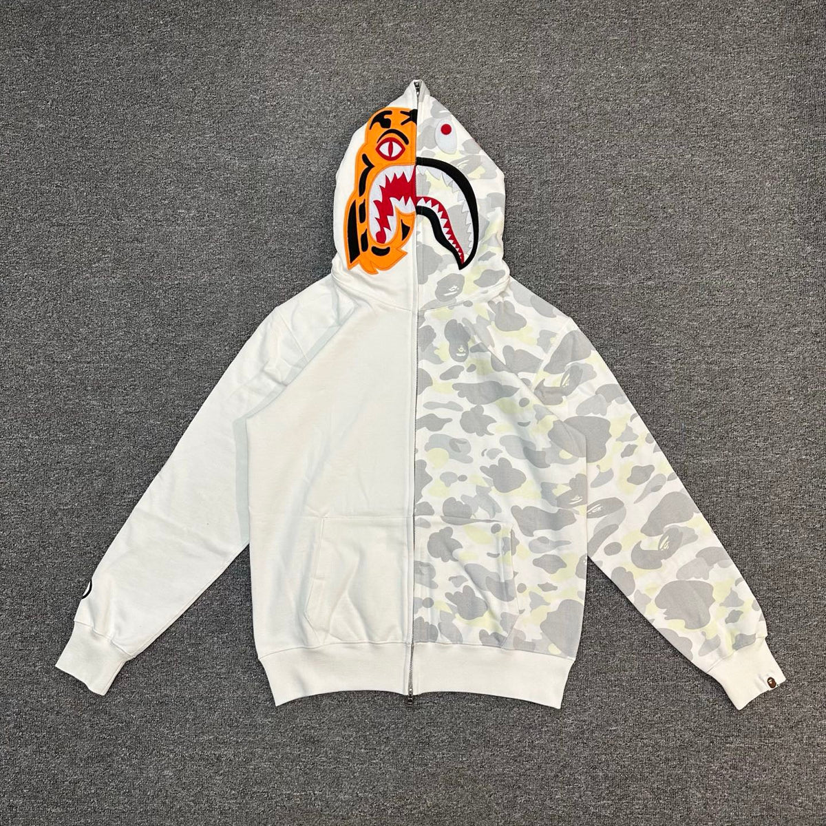 BAPE FW25 City Camo Glow-in-the-Dark Shark Full-Zip Hoodie - White / Black