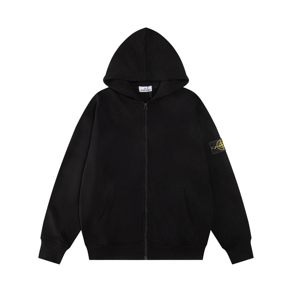 Stone Island Heavyweight Cotton Fleece Full-Zip Hoodie with Compass Badge