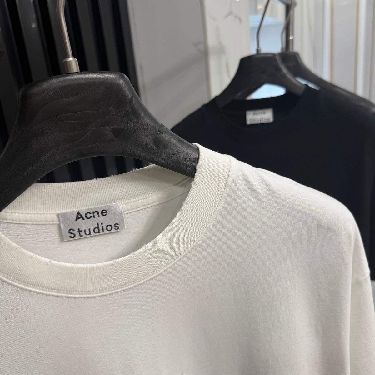 Acne Studios Chest‑Embroidered‑Script Distressed‑Hem Oversized Crew‑Neck T‑Shirt